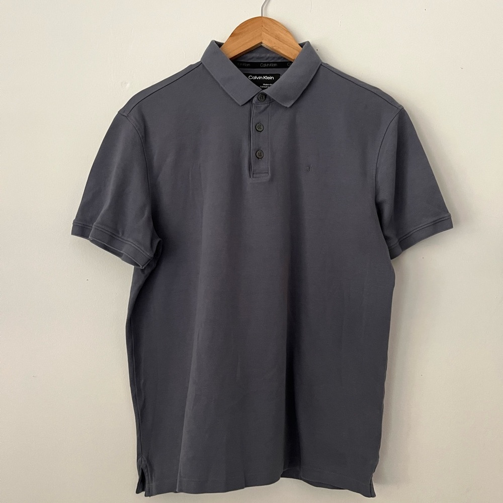Calvin Klein Men's Charcoal Gray Polo Shirt